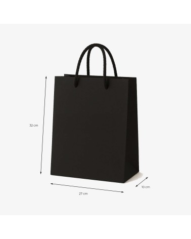 Sac papier luxe noir grand format Antarell solide et réutilisable pour coffrets et vêtements