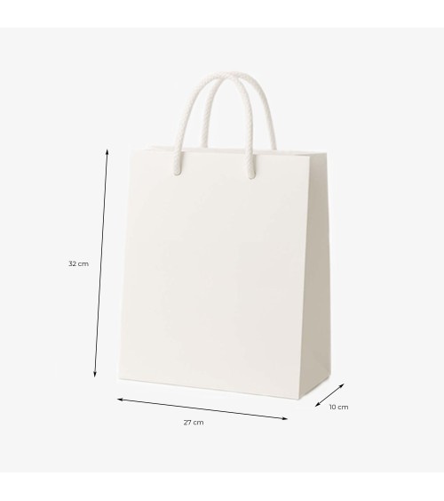 Sac cadeau blanc grand format vierge Antarell en papier premium avec anses cordon