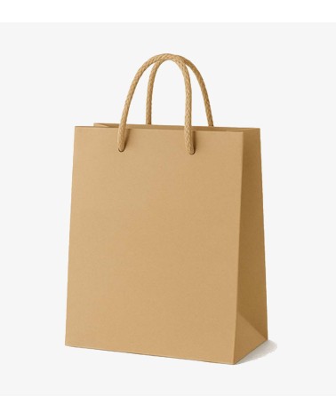 Sacs papier personnalisés camel grand format vierge Antarell en papier premium avec anses cordon