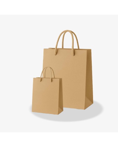 Sac cadeau camel Antarell disponible en petit format pour bijoux et grand format pour vêtements