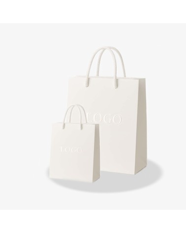 Sac cadeau blanc Antarell personnalisé en blanc disponible en deux formats pratiques