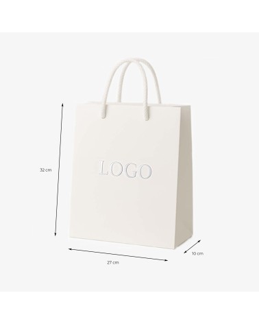 Sac cadeau blanc grand format personnalisé argenté à chaud premium