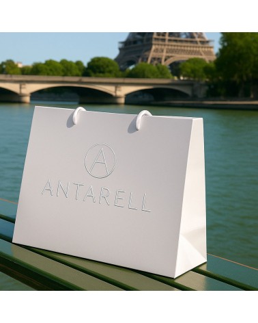 Sac cadeau blanc petit format Antarell personnalisé argenté idéal pour un événement luxe