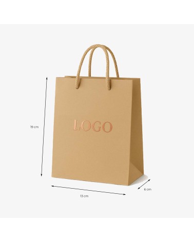 Sac cadeau camel petit format personnalisé cuivré, parfait pour cadeaux invités