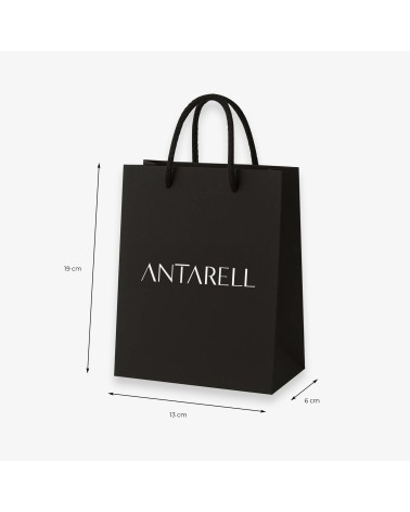 Sac cadeau noir petit format avec logo blanc gravé à chaud, pratique et élégant
