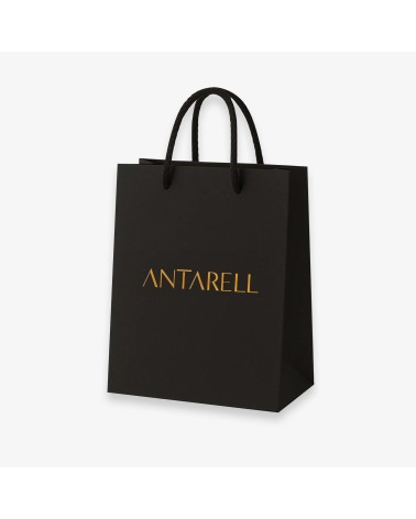 Sac cadeau noir petit format Antarell personnalisé avec marquage doré à chaud élégant