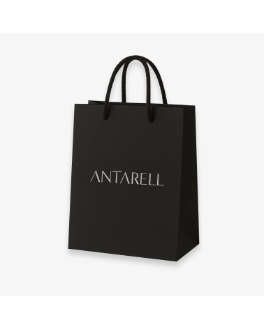 Sac cadeau noir petit format Antarell personnalisé avec logo argenté gravé à chaud