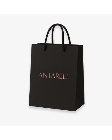 Sac cadeau noir petit format Antarell personnalisé avec marquage cuivré à chaud raffiné