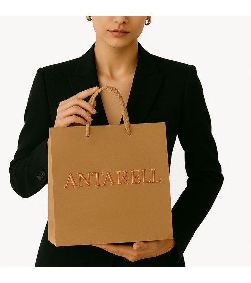 Sac Papier Luxe Camel PERSONNALISABLE pour Boutique L28 x H20 x P10 cm (Medium) – Dorure Logo