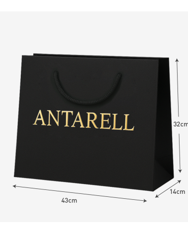 Sac Papier Luxe Noir PERSONNALISABLE pour Boutique L43 x H32 x P14 cm (XXL) – Dorure Logo