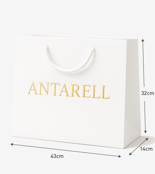 Sac Papier Luxe Blanc PERSONNALISABLE pour Boutique L43 x H32 x P14 cm (XXL) – Dorure Logo