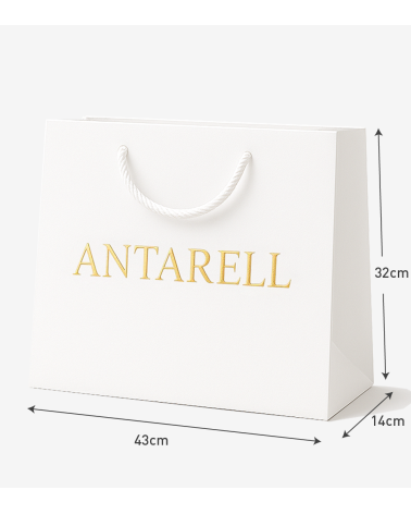 Sac Papier Luxe Blanc PERSONNALISABLE pour Boutique L43 x H32 x P14 cm (XXL) – Dorure Logo