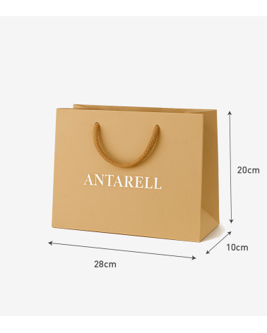 Sac Papier Luxe Camel PERSONNALISABLE pour Boutique L28 x H20 x P10 cm (Medium) – Dorure Logo