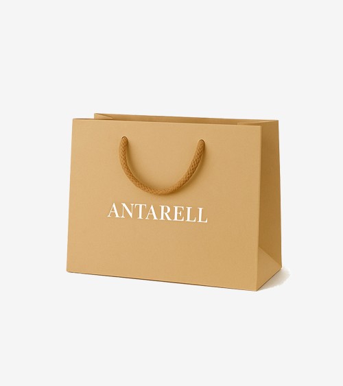 Sac Papier Luxe Camel PERSONNALISABLE pour Boutique L28 x H20 x P10 cm (Medium) – Dorure Logo