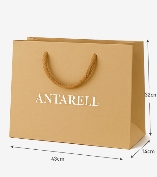 Sac Papier Luxe Camel PERSONNALISABLE pour Boutique L43 x H32 x P14 cm (XXL) – Dorure Logo