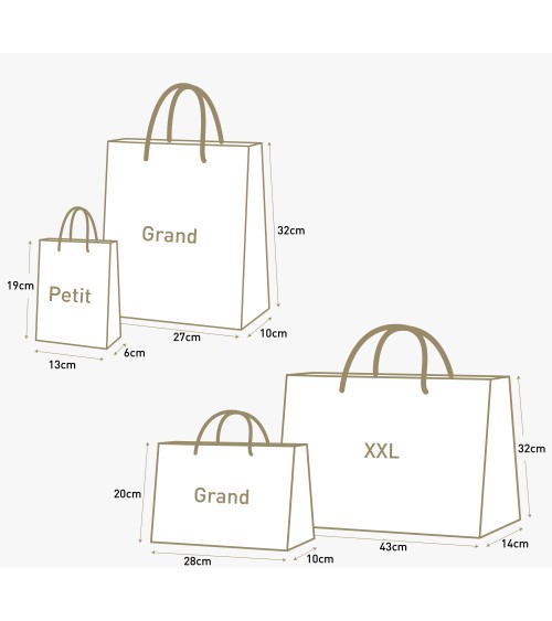 Sacs papier personnalisés camel grand format Antarell avec gravure à chaud blanche contemporaine