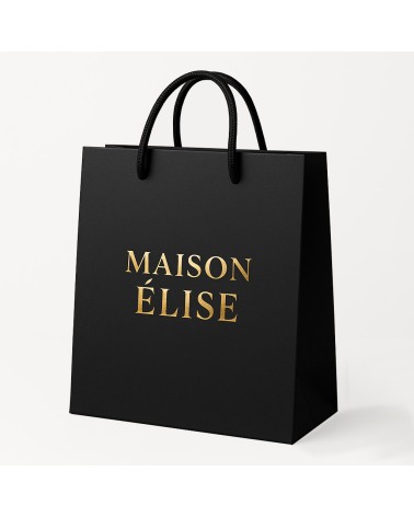 Sac Papier Luxe Noir PERSONNALISABLE pour Boutique L27 x H32 x P10 cm (Large) – Dorure Logo