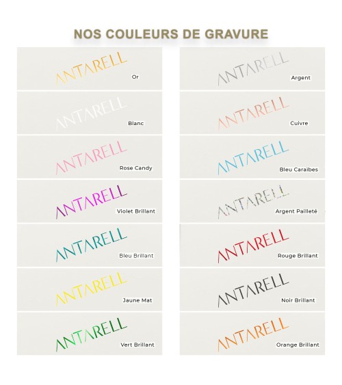 Sacs papier personnalisés blanc grand format Antarell avec gravure à chaud blanche contemporaine