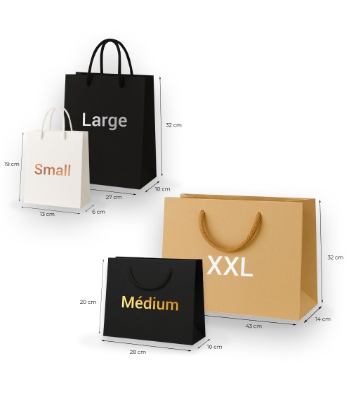 Sac cadeau blanc petit format vierge Antarell en papier premium avec anses cordon