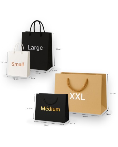 Sac cadeau blanc Antarell disponible en grand format pour coffrets et petit format pour bijoux